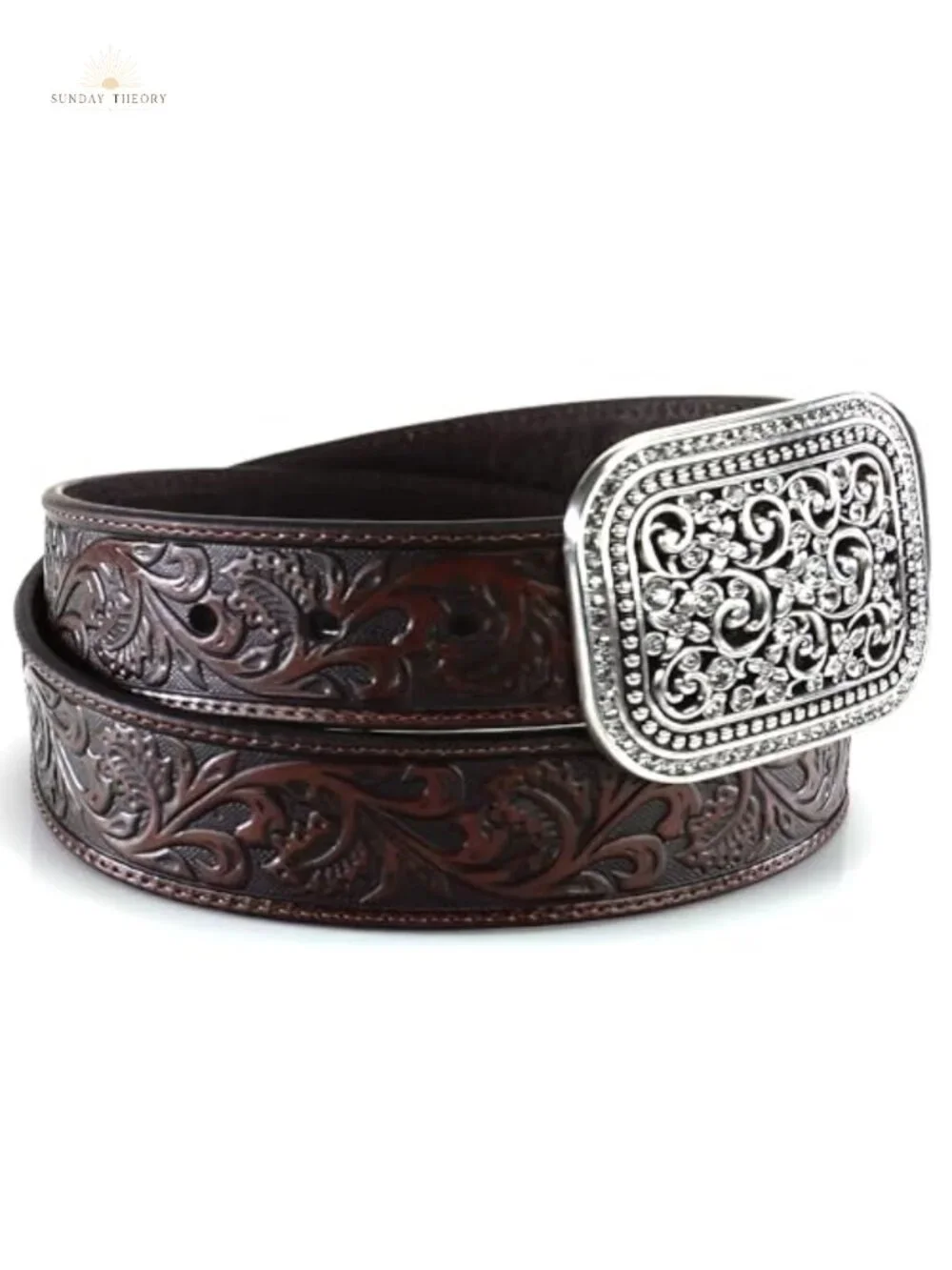 Genuine Leather Western Belt with Interchangeable Buckles